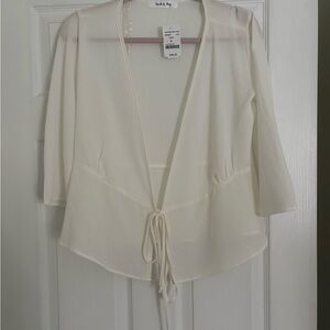 Cream Tie-Front Cardigan